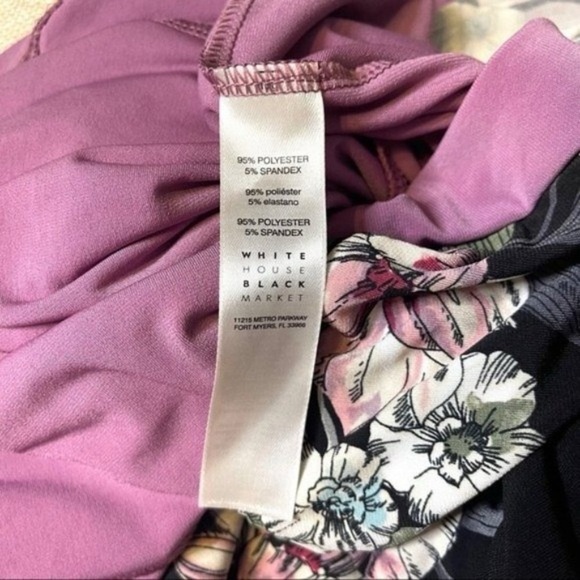 White House Black Market Floral Midi Sheath Dress Black Pink XS - Picture 11 of 11